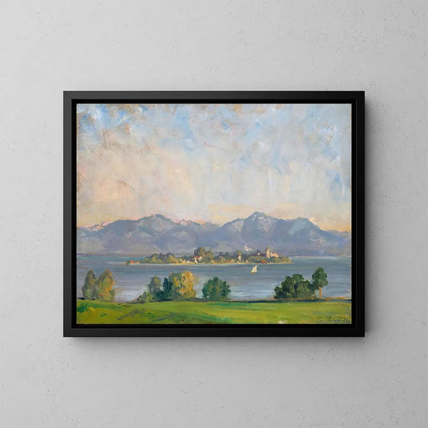 View of Frauenchiemsee - Paul Roloff — framed artwork on a wall