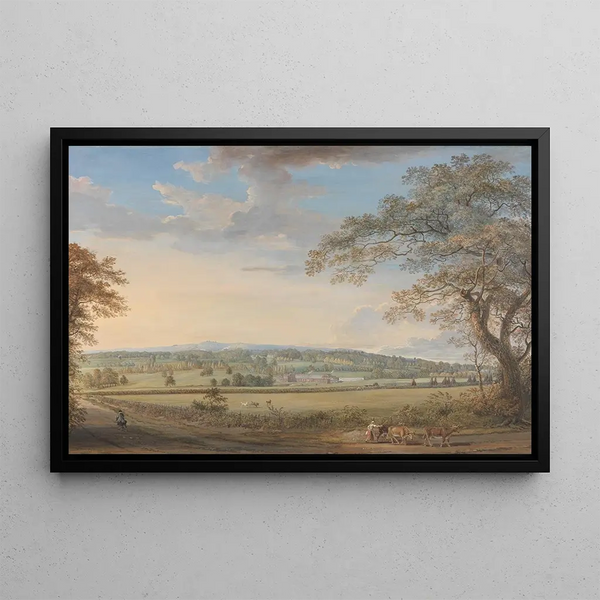 View of Vinters in Boxley Kent with Mr Whatman's Paper Mills - Paul Sandby — framed artwork on a wall