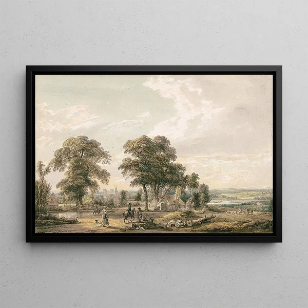 Approaching Rochester and the Medway - Paul Sandby — framed artwork on a wall