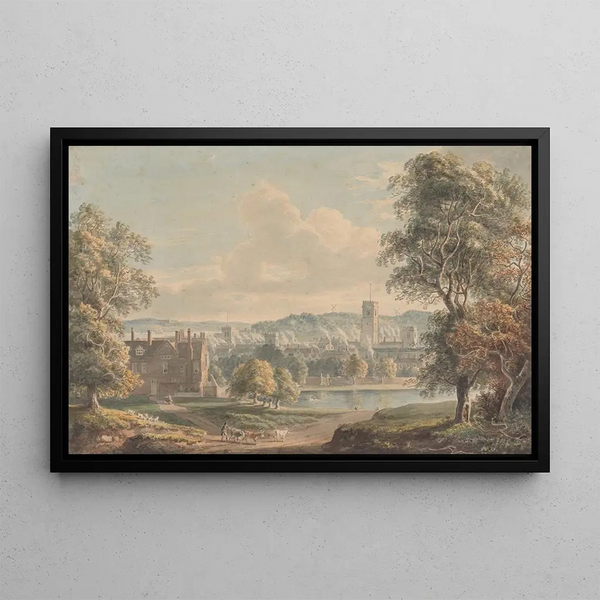Ipswich Painting from the Gardens of Christchurch Manor - Paul Sandby — framed artwork on a wall