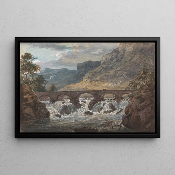 PontyPier near Llanroost Denbighshire - Paul Sandby — framed artwork on a wall