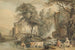 Romantic landscape painting with figures and livestock - Paul Sandby — artwork view