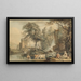 Romantic landscape painting with figures and livestock - Paul Sandby — framed artwork on a wall