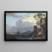 stormy sea with castle ruins and characters - Paul Sandby — framed artwork on a wall
