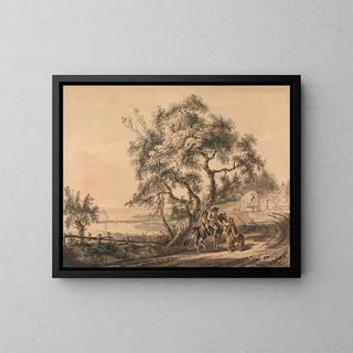 La diseuse de bonne aventure gitane - Paul Sandby — framed artwork on a wall