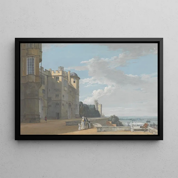 The North Terrace of Windsor Castle, view towards the west - Paul Sandby — framed artwork on a wall
