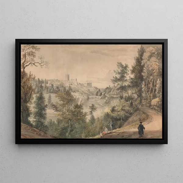 View of Richmond Castle, Yorkshire - Paul Sandby — framed artwork on a wall