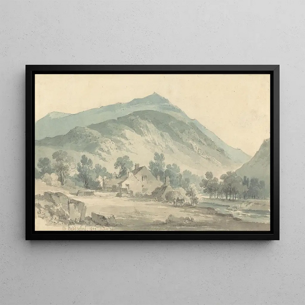 Landscape Painting of Beddgelert, North Wales - Paul Sandby Munn — framed artwork on a wall