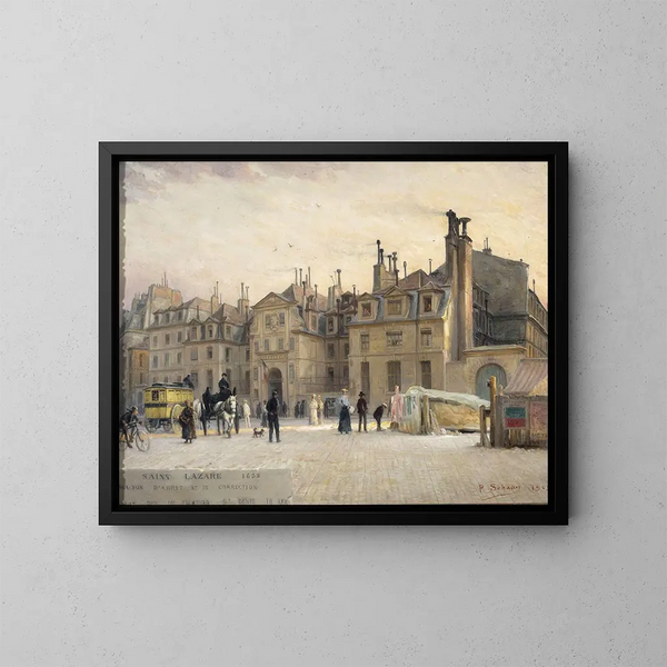 Façade of Saint-Lazare Prison, rue du faubourg Saint-Denis - Paul Schaan — framed artwork on a wall