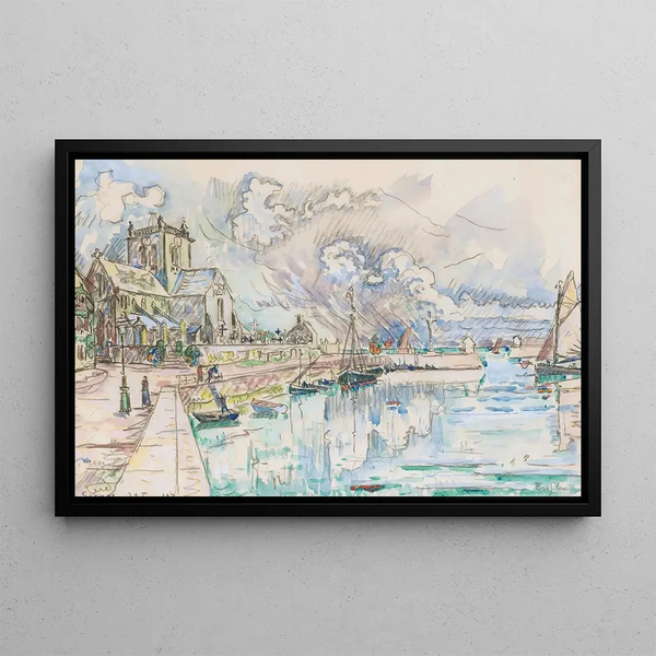 Barfleur, le port - Paul Signac — framed artwork on a wall