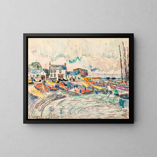 Groix, le nettoyage des voiles - Paul Signac — framed artwork on a wall