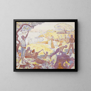 À l'époque de l'harmonie La joie de vivre Dimanche au bord de la mer - Paul Signac — framed artwork on a wall