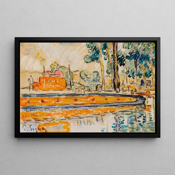 River - Paul Signac — framed artwork on a wall