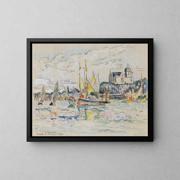 View of the Dolonne port - Paul Signac — framed artwork on a wall