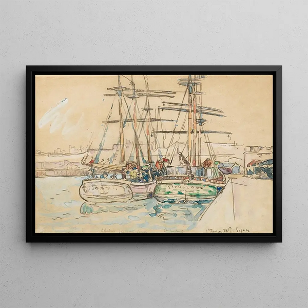 Saint-Malo Sailing Ships Quay - Paul Signac — framed artwork on a wall