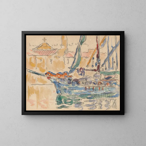 Saint-Tropez, les tartanes - Paul Signac — framed artwork on a wall