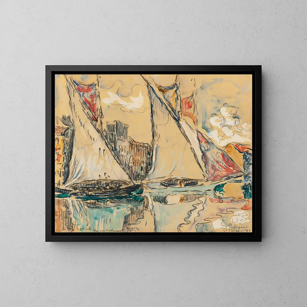 Saint-Tropez, sails on dry land - Paul Signac — framed artwork on a wall