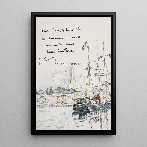 Newfoundland with anchor off a Breton port - Paul Signac — framed artwork on a wall