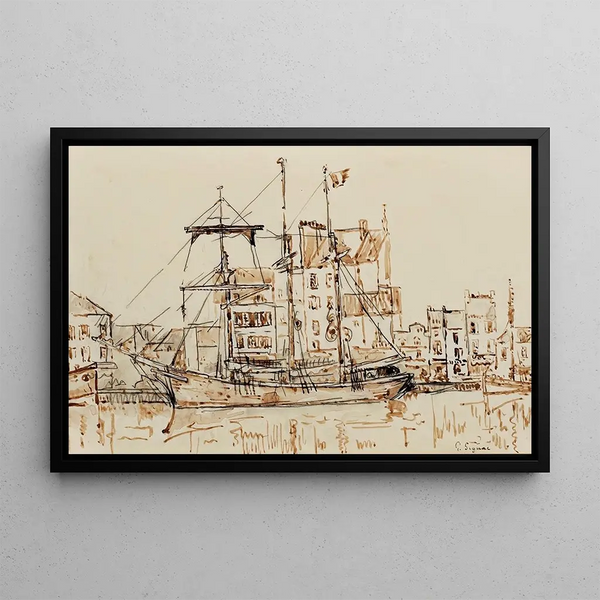 Trois-mâts au port - Paul Signac — framed artwork on a wall