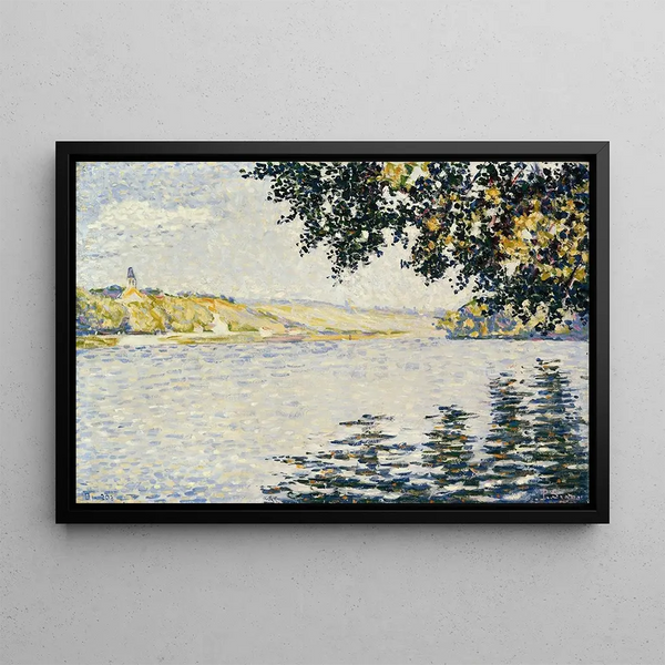 View of the Seine at Herblay - Paul Signac — framed artwork on a wall