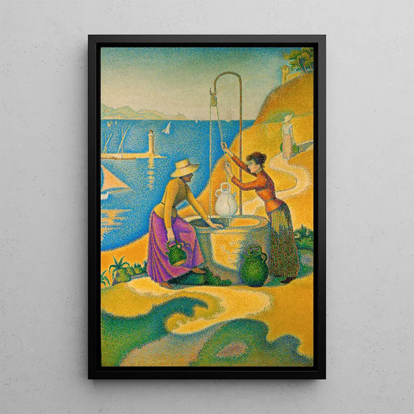 Women at the Well - Paul Signac — framed artwork on a wall