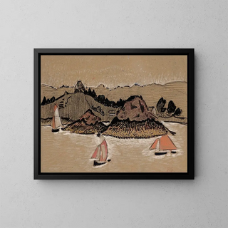 Three boats on the Trieux - Paul Sérusier — framed artwork on a wall