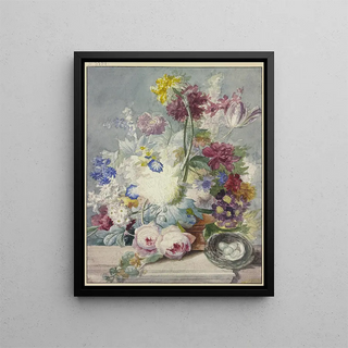 Paul Theodor Van Brussel - Blumenstrau Dabei Ein Vogelnest Mit Eiern.webp