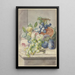 Still life with a slice of melon and two roses, grapes, peaches, plums, and a walnut - Paul Theodor van Brussel — framed artwork on a wall