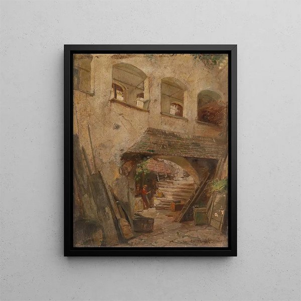 View of a Courtyard in the Wachau - Paul Unbereit — framed artwork on a wall