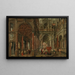 an architectural caprice with a view of an imaginary classical palace and elegant figures - Paul Vredeman de Vries — framed artwork on a wall