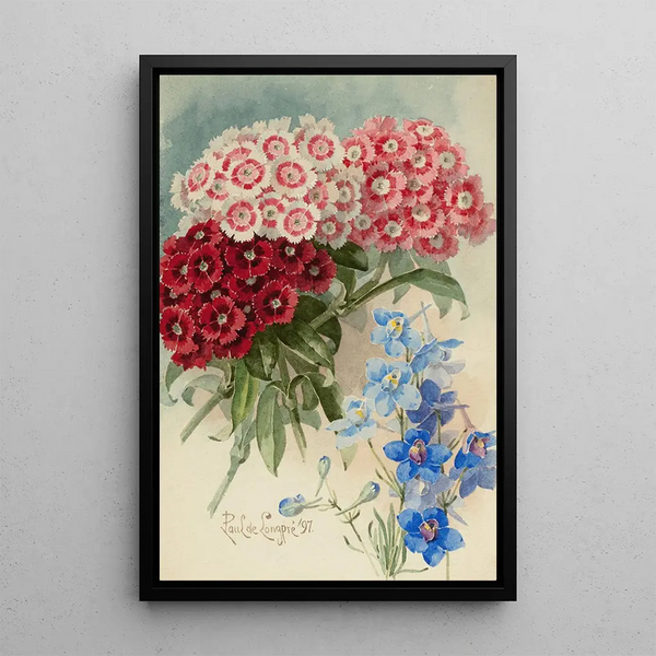 Spring Bouquet Painting - Paul de Longpré — framed artwork on a wall