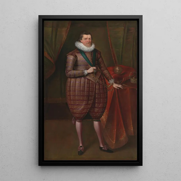 Jacques I of England - Paul van Somer — framed artwork on a wall