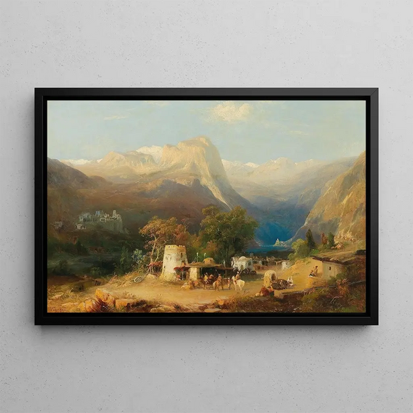 Caucasian landscape painting - Paul von Franken — framed artwork on a wall