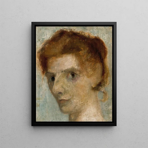 Self-portrait painting - Paula Modersohn-Becker — framed artwork on a wall
