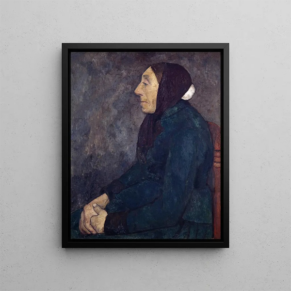 Old peasant woman sitting - Paula Modersohn-Becker — framed artwork on a wall