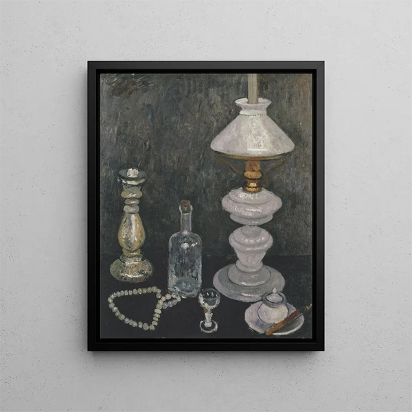 Still life with gas lamp - Paula Modersohn-Becker — framed artwork on a wall