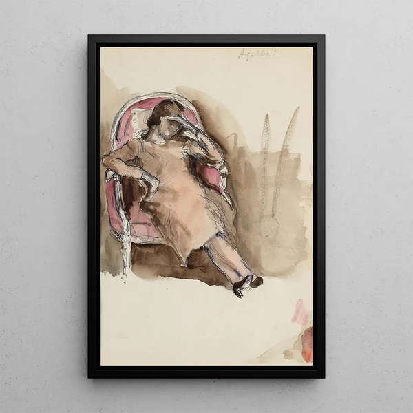 Agathe Rouart sitting on a chair - Paule Gobillard — framed artwork on a wall