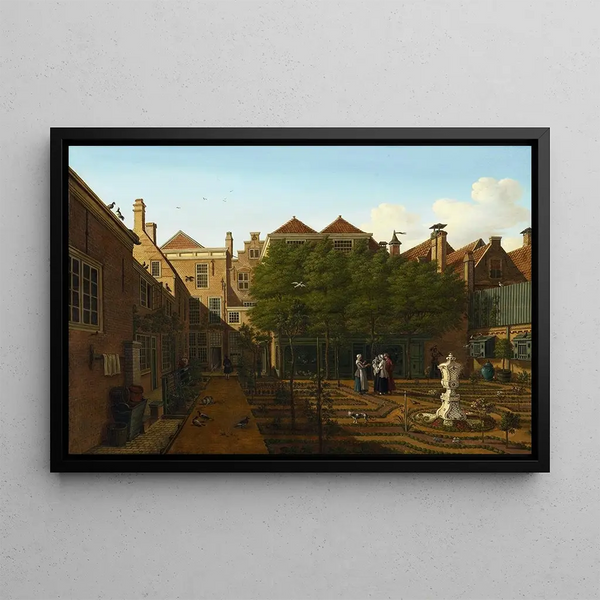 View of a townhouse garden in The Hague - Paulus Constantijn la Fargue — framed artwork on a wall