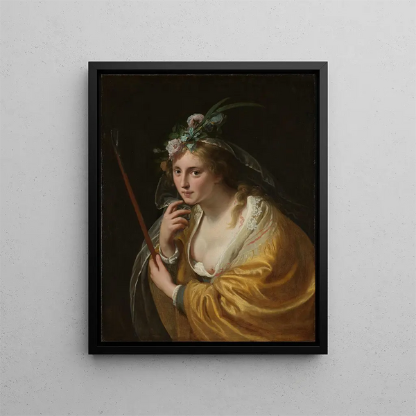A shepherdess - Paulus Moreelse — framed artwork on a wall