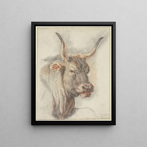 A Head of a Bull - Paulus Potter — framed artwork on a wall
