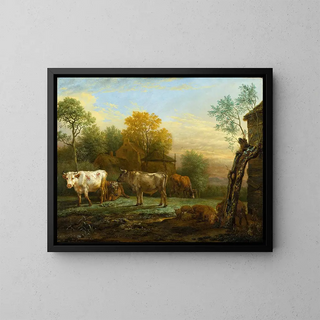Livestock in a Meadow - Paulus Potter — framed artwork on a wall