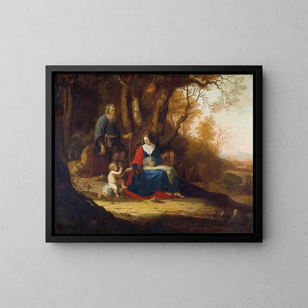 Repos pendant la fuite en Égypte - Paulus van Vianen II — framed artwork on a wall