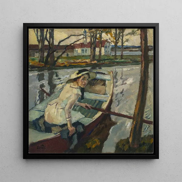 Hartmannsberg rowing boat pause - Leo Putz — framed artwork on a wall