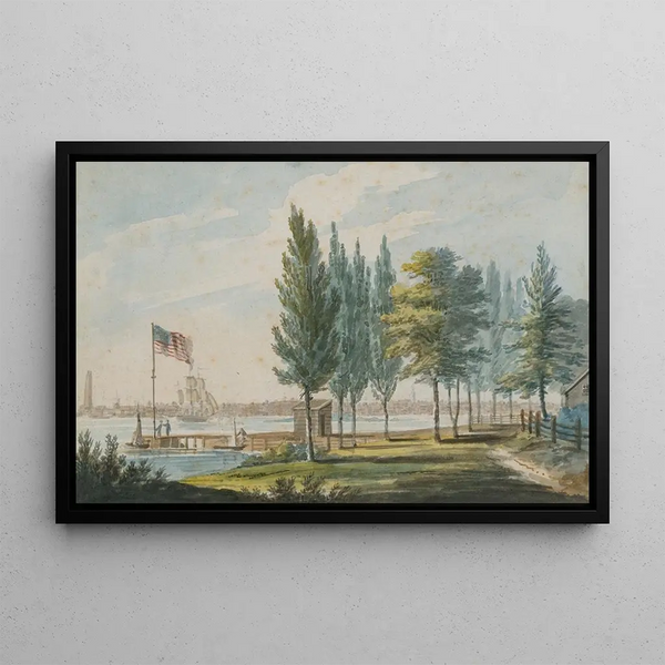 Philadelphia from the other side of the Delaware River - Pavel Petrovich Svinin — framed artwork on a wall