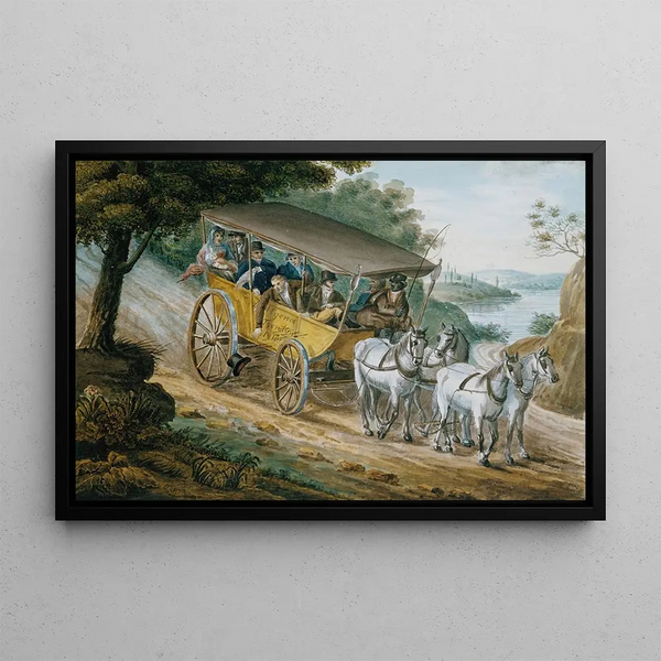 Voyage en diligence près de Trenton, New Jersey - Pavel Petrovich Svinin — framed artwork on a wall