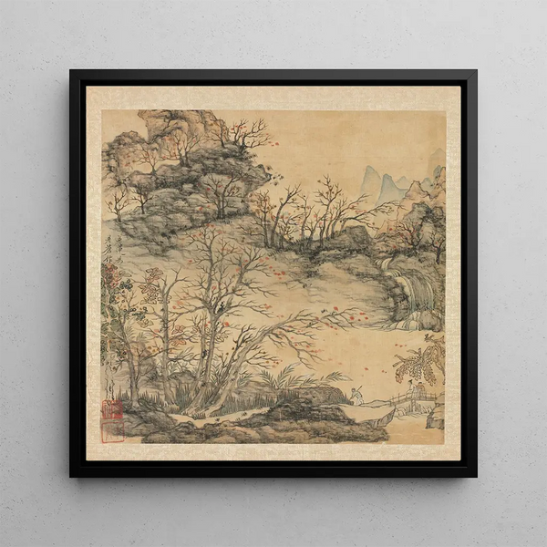 Autumn Landscape Painting - Chen Hongshou — framed artwork on a wall