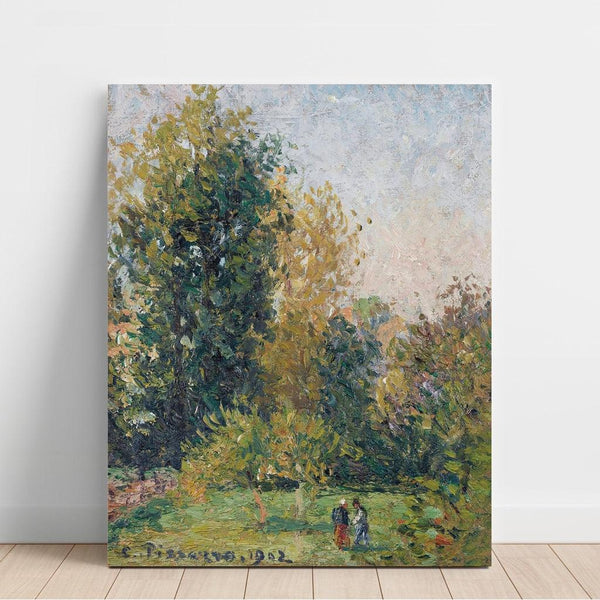 Reproduction of the painting Landscape painting with two characters, Éragny, Autumn - Camille Pissarro