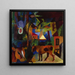 Landscape painting with cows, a sailing boat, and figures - August Macke — wall display of the artwork