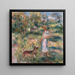 Landscape with Woman in Blue and Zaza at Cagnes - Pierre-Auguste Renoir — framed artwork on a wall