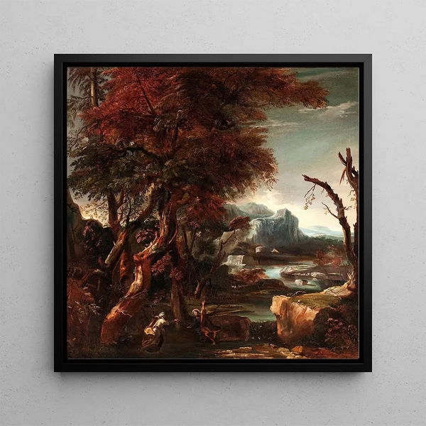 Landscape with Figures - Follower of Salvator Rosa — framed artwork on a wall